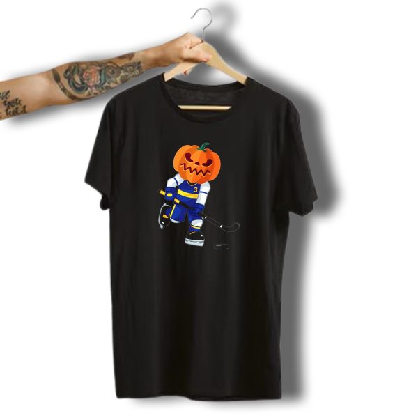 Halloween Ice Hockey Pumpkin Player Number 3 T Shirt t shirt 1
