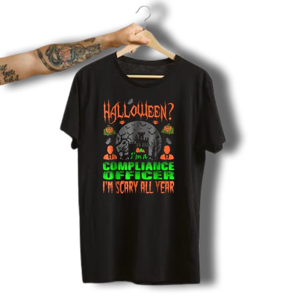 Halloween Im A Compliance Officer Im Scary All Year Haunted Castle Pumpkins Ravens T Shirt t shirt 1