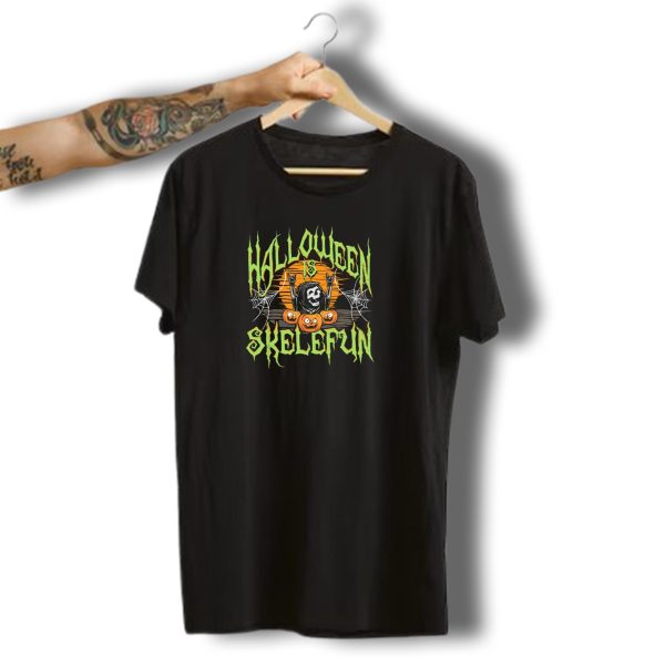 Halloween Is Skelefun With Skeleton And Pumpkins T Shirt t shirt 1