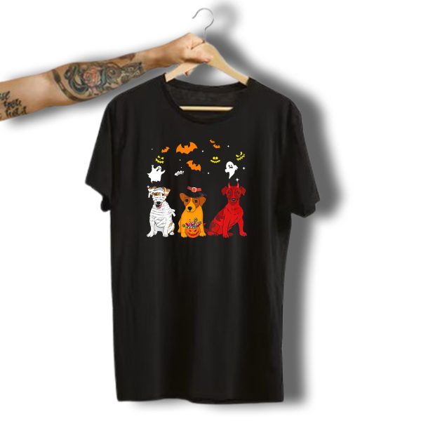 Halloween Jack Russell Dogs Lovers Mummy Witch Devil Ghosts And Bats T Shirt t shirt 1