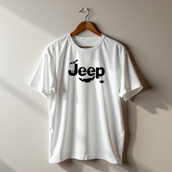 Halloween Jeep Logo With Bat Spider And Web Elements T Shirt t shirt 1