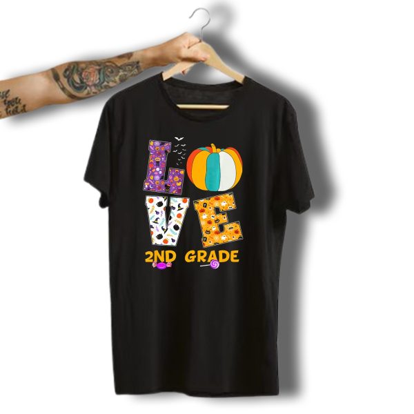 Halloween Love 2Nd Grade Teacher Pumpkin Candy Ghosts Bats T Shirt t shirt 1