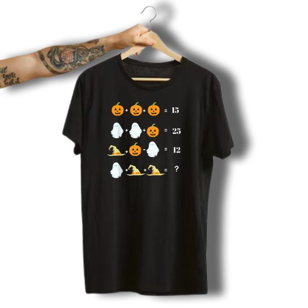 Halloween Math Equations Pumpkins Ghost Witch Hats Teachers T Shirt t shirt 1