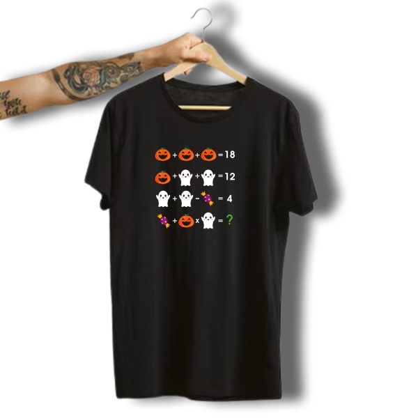 Halloween Math Puzzle With Pumpkins Ghosts And Candy T Shirt t shirt 1 1
