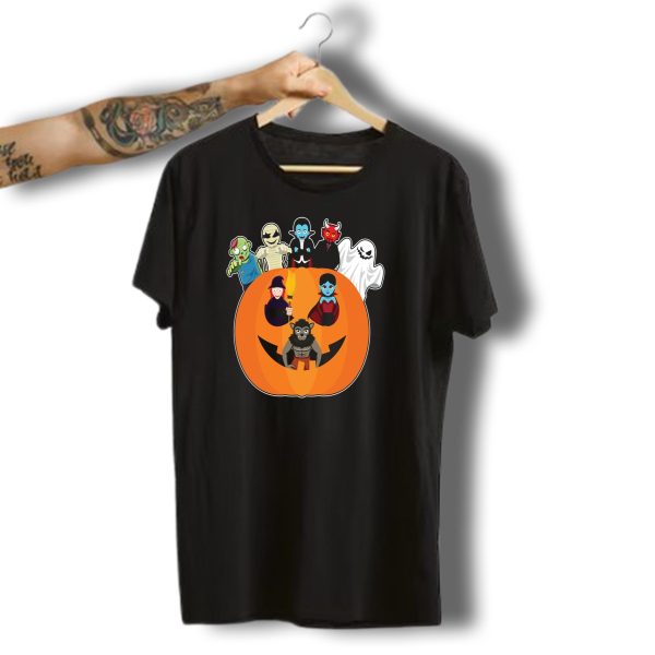 Halloween Monster Ensemble In Giant Pumpkin T Shirt t shirt 1
