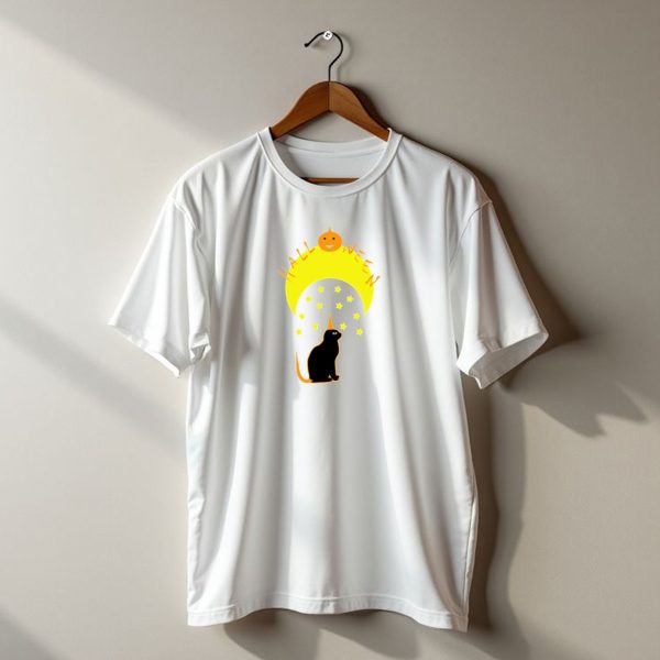 Halloween Night Moon Cat Pumpkin Stars T Shirt t shirt 1