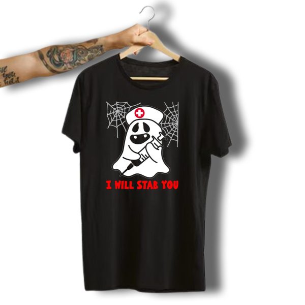 Halloween Nurse Spirit Ghost I Will Stab You T Shirt t shirt 1