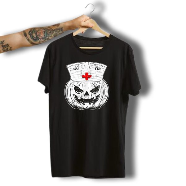Halloween Nursing Horror Pumpkin Face T Shirt t shirt 1