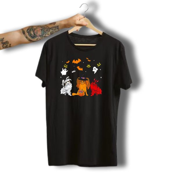 Halloween Papillon Dogs Mummy Witch Bat Ghost Spooky Night T Shirt t shirt 1