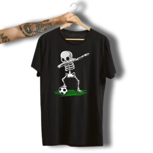 Halloween Pirate Dabbing Skeleton Soccer Player T-Shirt