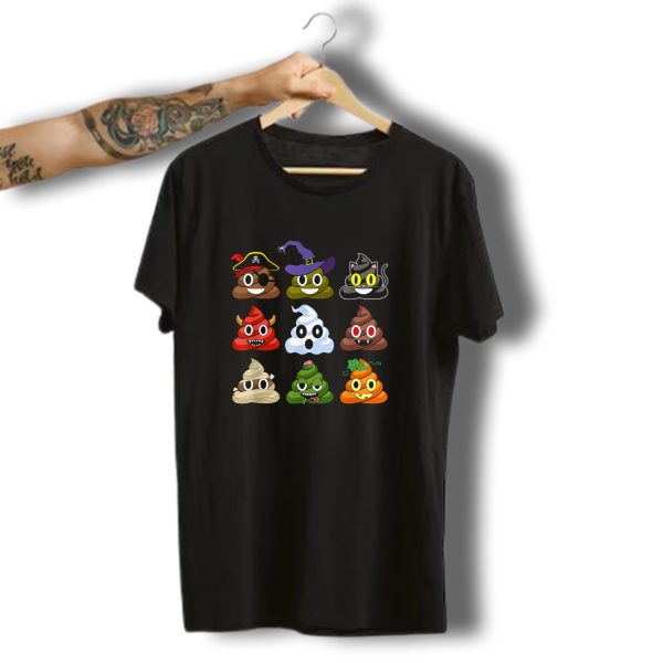 Halloween Pirate Witch Cat Devil Ghost Mummy Zombie Pumpkin Poop Emojis T Shirt t shirt 1