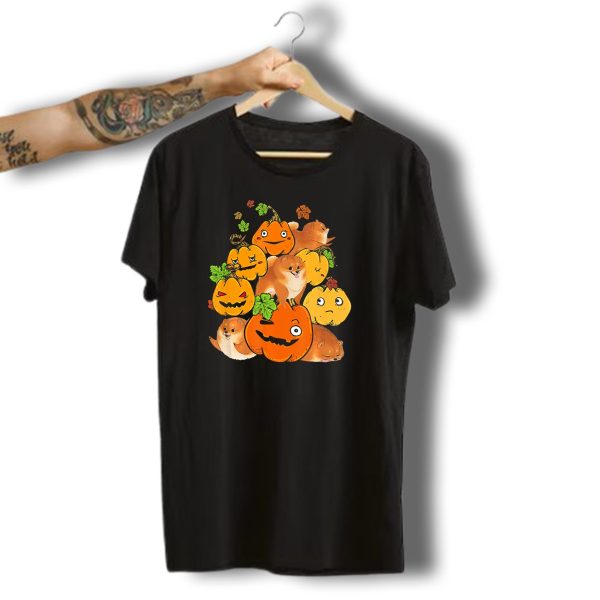 Halloween Pomeranian Dog With Pumpkin Faces For Dog Lovers T Shirt t shirt 1