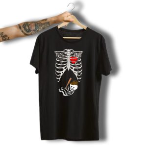 Halloween Pregnancy Skeleton Heart Baseball Pitcher T-Shirt
