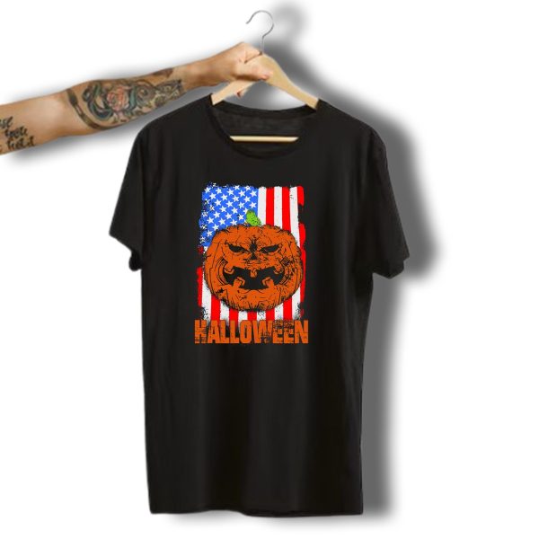 Halloween Pumpkin American Flag Halloween T Shirt t shirt 1