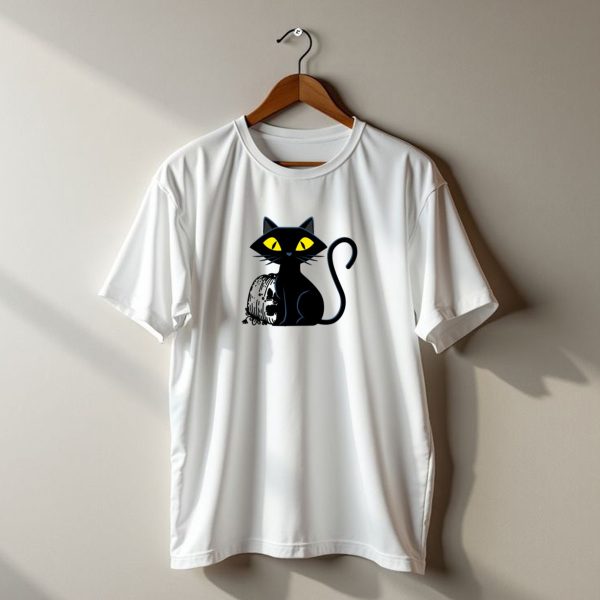 Halloween Pumpkin And Black Cat Kit Funny Cats T Shirt t shirt 1 1