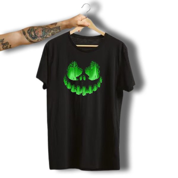Halloween Pumpkin Face Digital Green Monster T Shirt t shirt 1