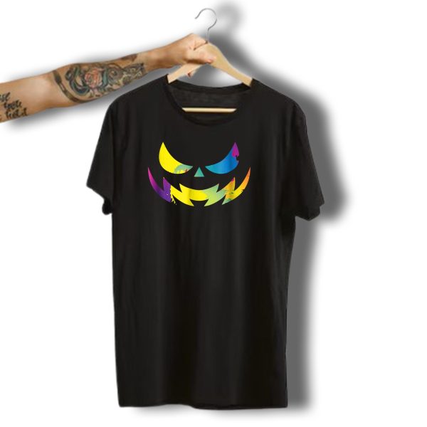 Halloween Pumpkin Face Multicolor Splash T Shirt t shirt 1