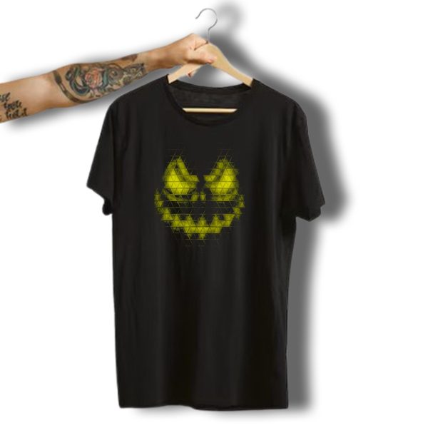 Halloween Pumpkin Fractal Evil Yellow Triangular Face T Shirt t shirt 1