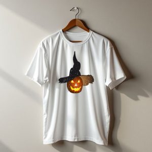 Halloween Pumpkin Glowing Eyes And Witch Hat T-Shirt