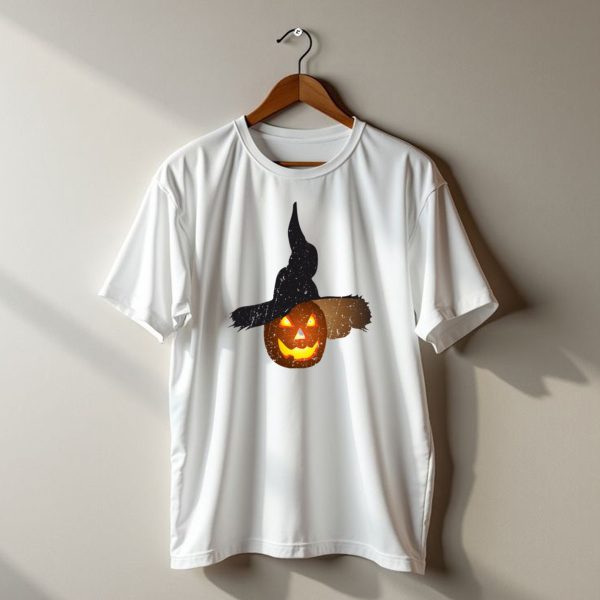 Halloween Pumpkin Glowing Eyes And Witch Hat t shirt 1
