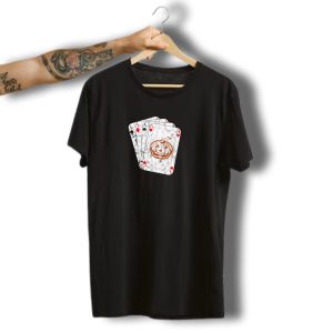 Halloween Pumpkin Jack O' Lantern Playing Cards Poker Aces T-Shirt