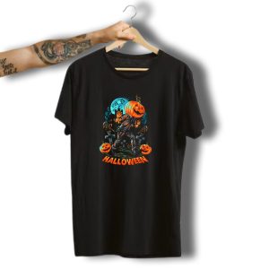 Halloween Pumpkin Killer Graveyard Scene T-Shirt