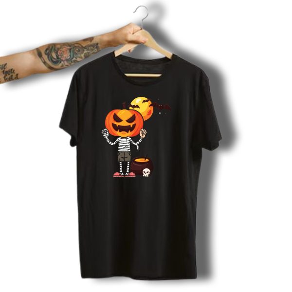 Halloween Pumpkin Mummy With Cauldron Bat Moon T Shirt t shirt 1