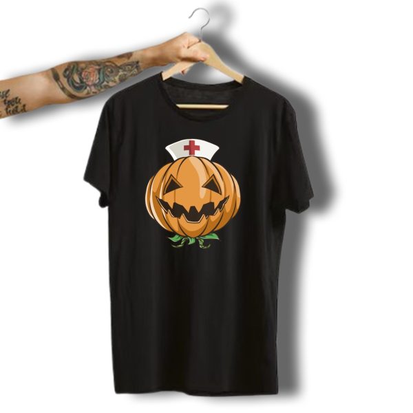 Halloween Pumpkin Nurse Hat Jack O Lantern T Shirt t shirt 1
