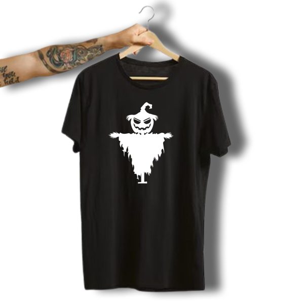 Halloween Pumpkin Scarecrow Silhouette With Hat T Shirt t shirt 1