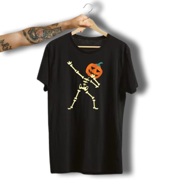 Halloween Pumpkin Skeleton Dabbing Jack O Lantern T Shirt t shirt 1