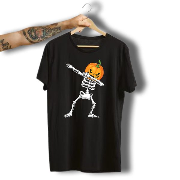 Halloween Pumpkin Skeleton Dabbing Kids T Shirt t shirt 1