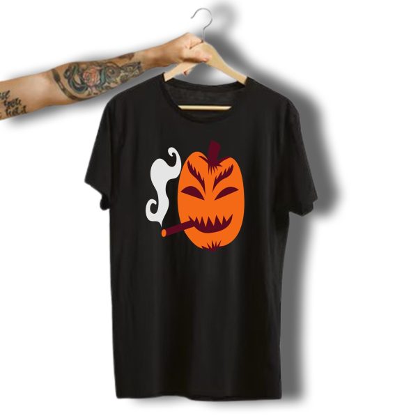Halloween Pumpkin Smoking A Cigarette Strange T Shirt t shirt 1