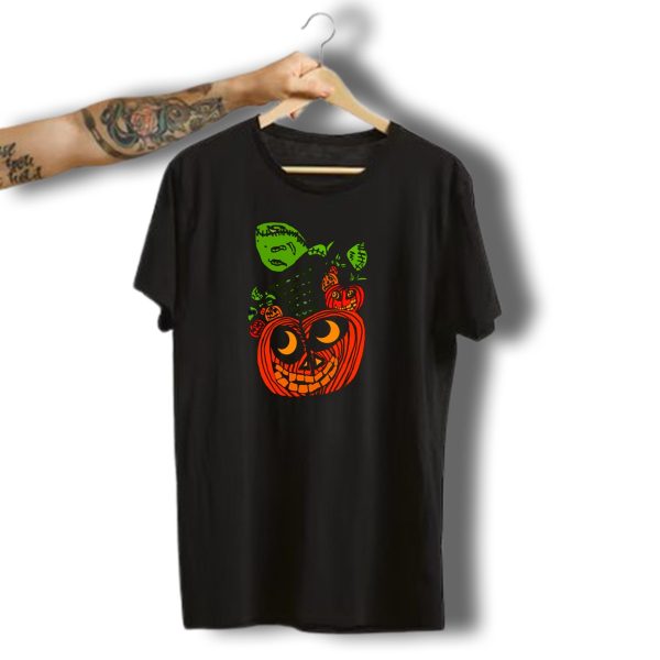 Halloween Pumpkin Stacking Patchwork Style Faces T Shirt t shirt 1