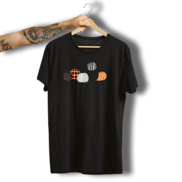 Halloween Pumpkins Polka Dot Stripes Harlequin T Shirt t shirt 1