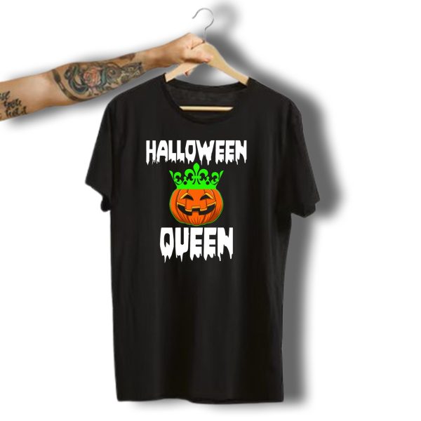 Halloween Queen Funny Pumpkin Crown Horror Scary T Shirt t shirt 1