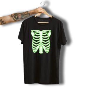Halloween Radioactive Skeleton Rib Cage Glow T-Shirt