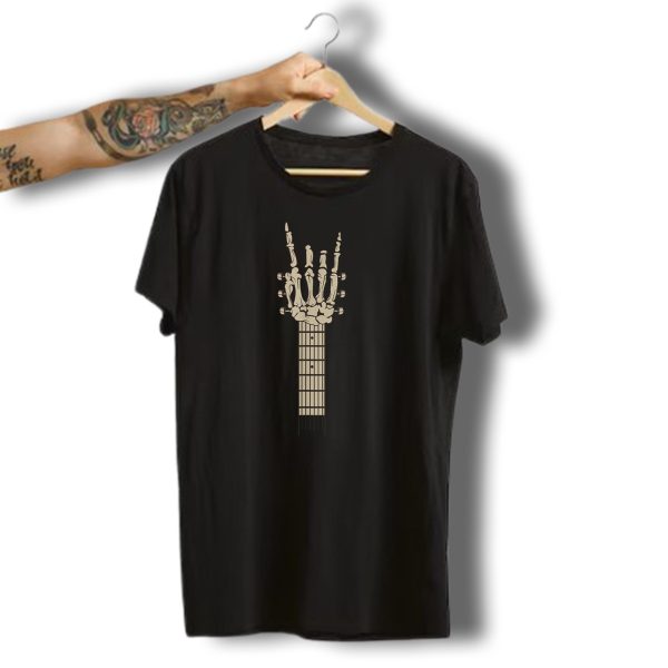 Halloween Rocking Skeleton Hand Guitar Neck Signal T Shirt 1 t shirt 1