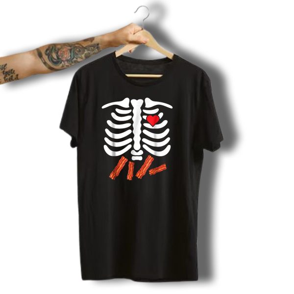 Halloween Skeleton Bacon Lover Rib Cage Heart Belly T Shirt 1 t shirt 1