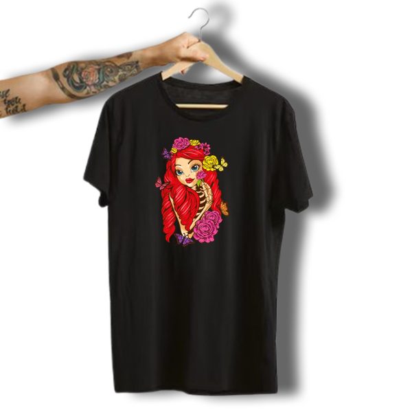 Halloween Skeleton Butterfly Girl Calavera Catrina Rose Bouquet T Shirt t shirt 1
