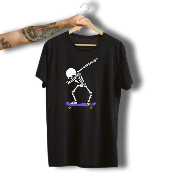 Halloween Skeleton Dabbing On Purple Skateboard T Shirt 1 t shirt 1