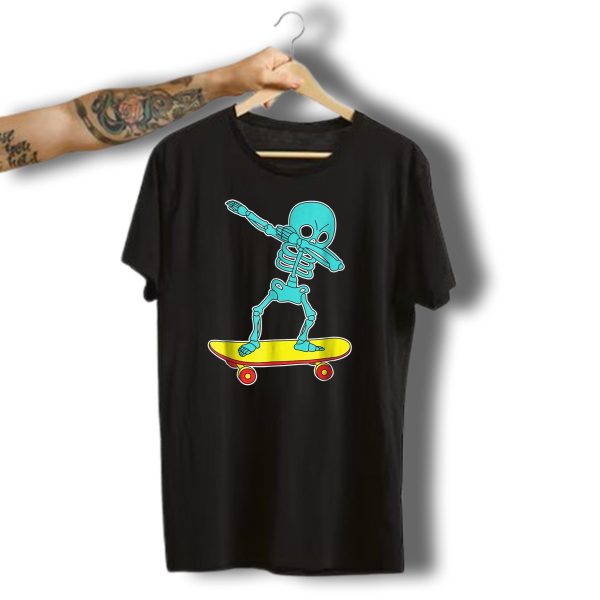 Halloween Skeleton Dabbing On Skateboard T Shirt 1 t shirt 1