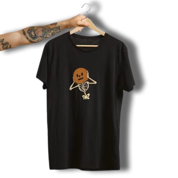 Halloween Skeleton Pumpkin Headphones With Webs T Shirt t shirt 1