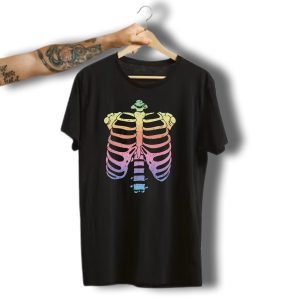 Halloween Skeleton Rib Cage Rainbow Zomb T-Shirt