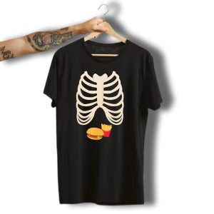 Halloween Skeleton Rib Cage Xray Burger And Fries T-Shirt