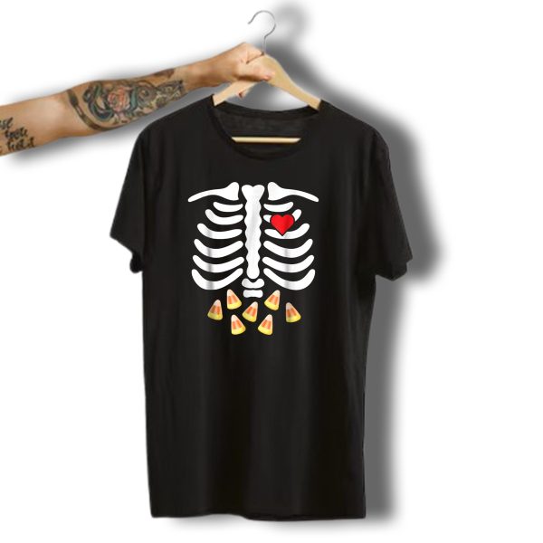 Halloween Skeleton Ribcage Heart Candy Corn Belly T Shirt 1 t shirt 1