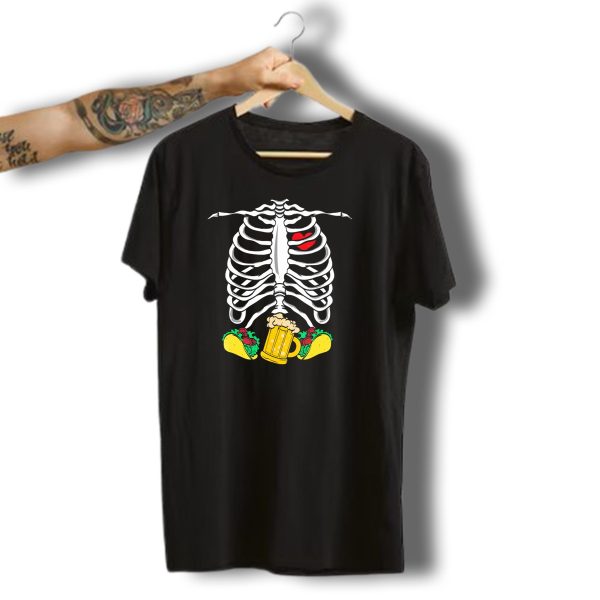 Halloween Skeleton Ribcage With Tacos And Beer Iconic T Shirt 1 t shirt 1