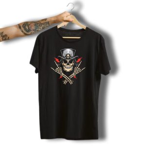 Halloween Skeleton Rocker With Skull Hat And Crossed Bones T-Shirt
