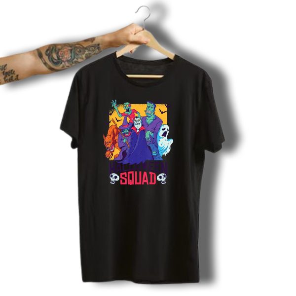 Halloween Squad Funny Horror Characters Vampire Wolf Zombie Ghost Monster T Shirt t shirt 1