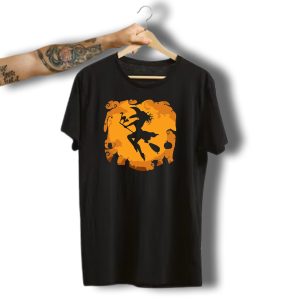 Halloween Story Witch Silhouette On Orange Background T-Shirt