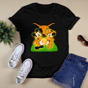 Halloween Texas Longhorns Mickey And Minnie Pumpkin Duo T-Shirt